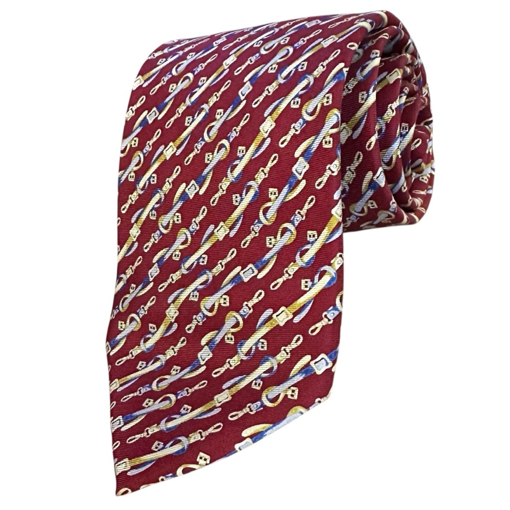 Venezia Men's Red Equestrian style Silk Tie‎ Classic Length 59” x 3.5”